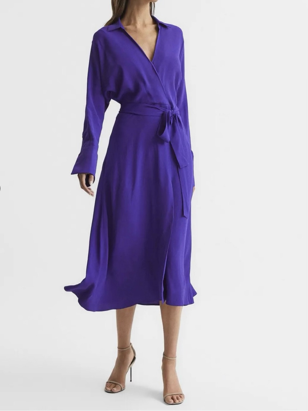 REISS Cecily Midi Shirt Dress | Purple | NWT